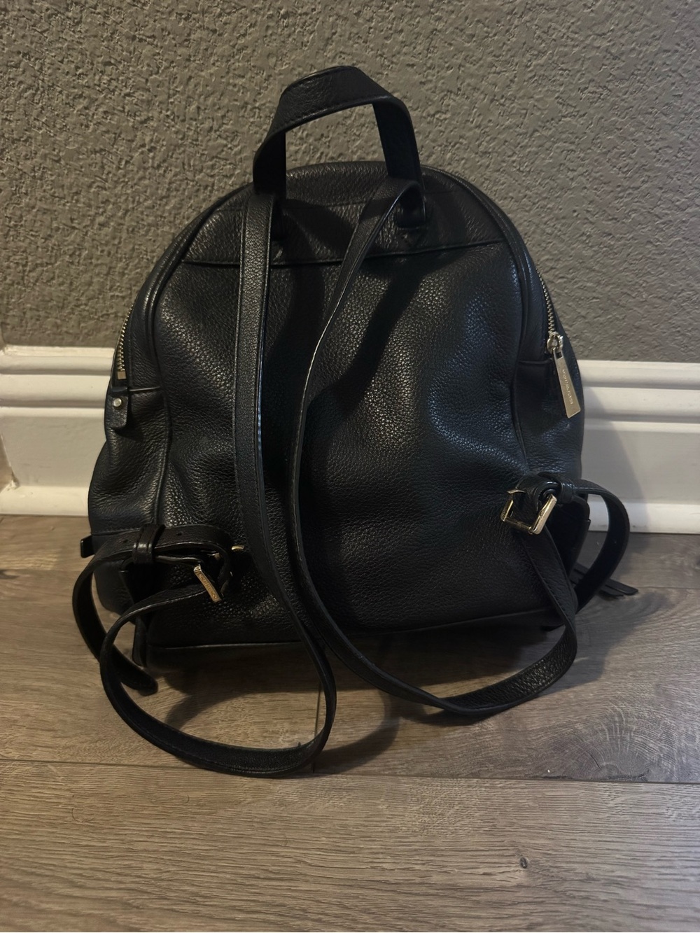 Michael Kors Black Leather Backpack with Gold Hardware - Picture 2 of 3
